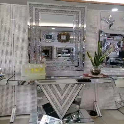 New Arrival Modern Smoke Grey Mirrored Console Table for Living Room & Entryway