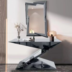 New Arrival Modern Smoke Grey Mirrored Console Table for Living Room & Entryway