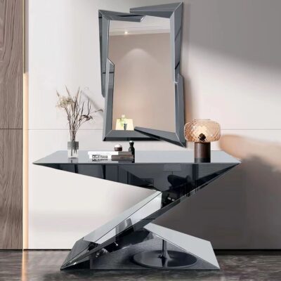 New Arrival Modern Smoke Grey Mirrored Console Table for Living Room & Entryway
