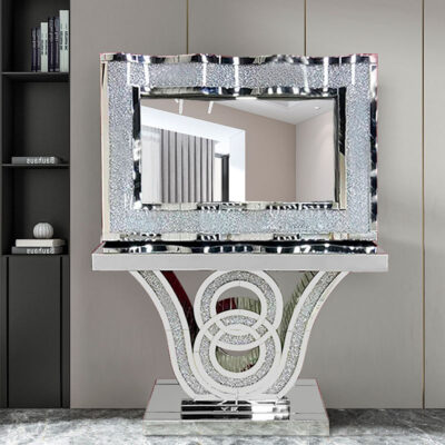 New Arrival Modern Smoke Grey Mirrored Console Table for Living Room & Entryway