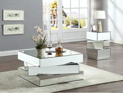 Modern Mirrored Coffee Table – Customizable MDF & Silver Mirror Center Table