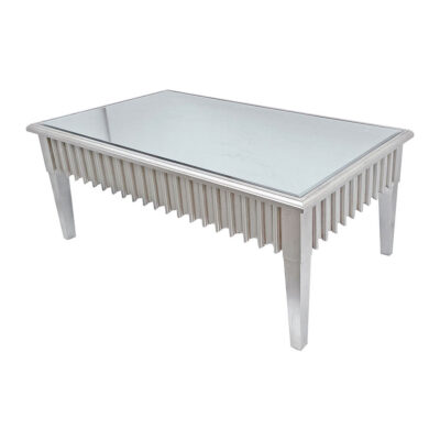 Modern Mirrored Coffee Table – Customizable MDF & Silver Mirror Center Table