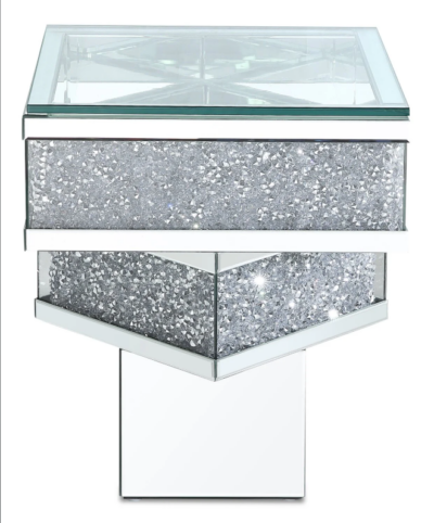 Hc4911ca93ce44a86875b56db4d5b2dbeM Luxury Sparkling Side Table with Crush Diamond Finish & Tempered Glass Top for Living Room