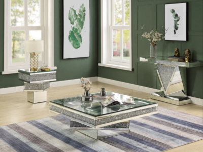 Hd985fe2928f548b4b9db4199aa085128U Luxury Sparkling Side Table with Crush Diamond Finish & Tempered Glass Top for Living Room