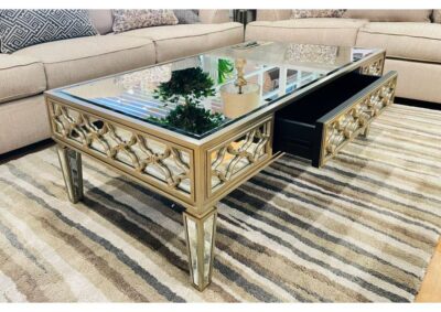 Modern Mirrored Coffee Table – Customizable MDF & Silver Mirror Center Table