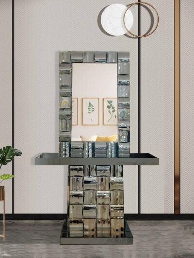 New Arrival Modern Smoke Grey Mirrored Console Table for Living Room & Entryway