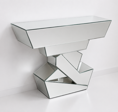 product image 3 Modern 3D Mirrored Console Table & Mirror Set