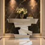 Modern Geometric Mirrored Console Table for Hallway & Entryway – Glam Home Decor Furniture