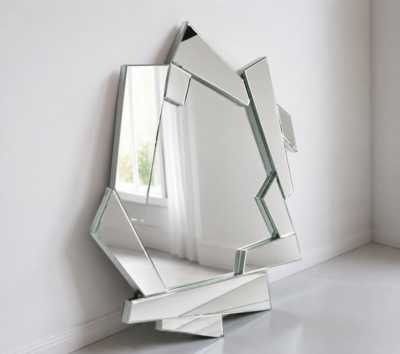 Modern Geometric Mirrored Console Table for Hallway & Entryway – Glam Home Decor Furniture